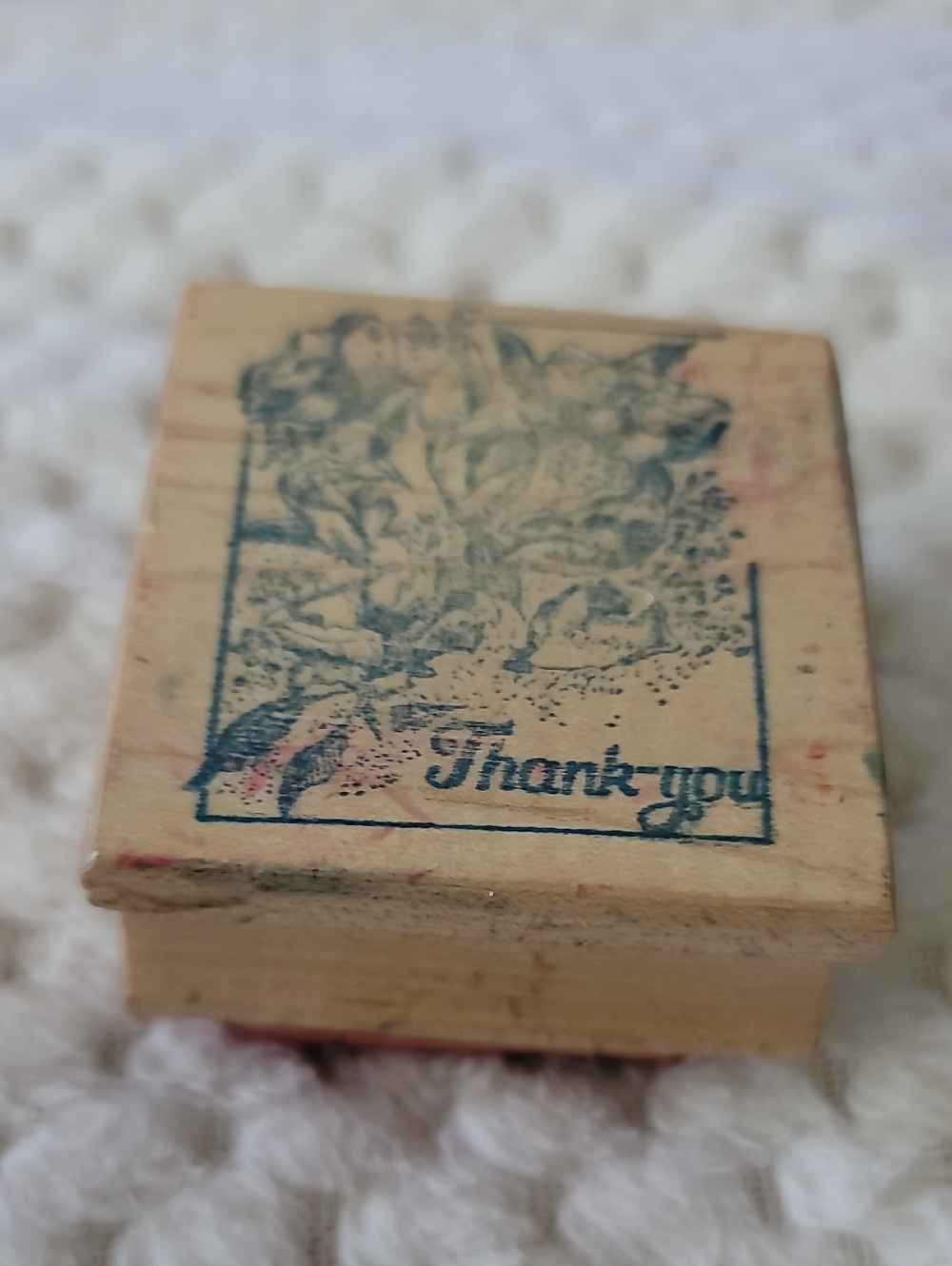 PHRASE Thank You Floral wooden Rubber stamp